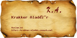 Krakker Aladár névjegykártya